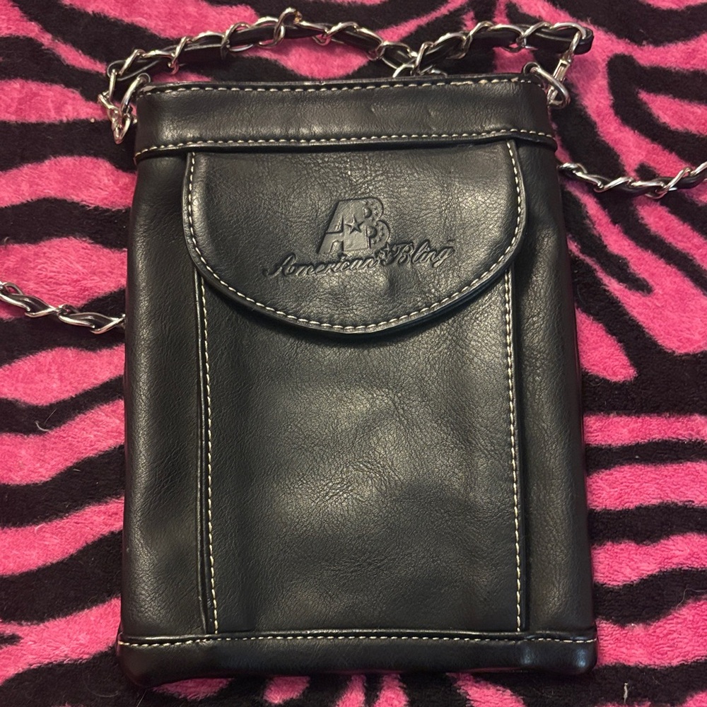 Embroidered  leather Skull Crossbody Bag - Black - Picture 3 of 3